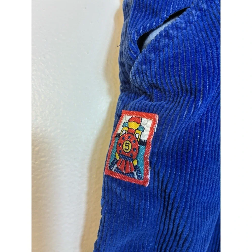 Vintage Oshkosh‎ B'gosh 2T corduroy overalls Train Made In USA Blue